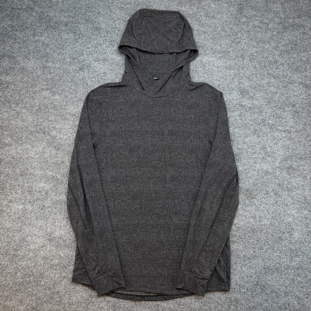 Lululemon Hoodie Men Medium Gray Textured Pullover Hooded Long Sleeve Athletic